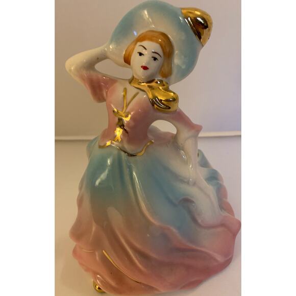 VTG Victorian Lady Planter in Pastel with Gold Accents - Picture 1 of 5